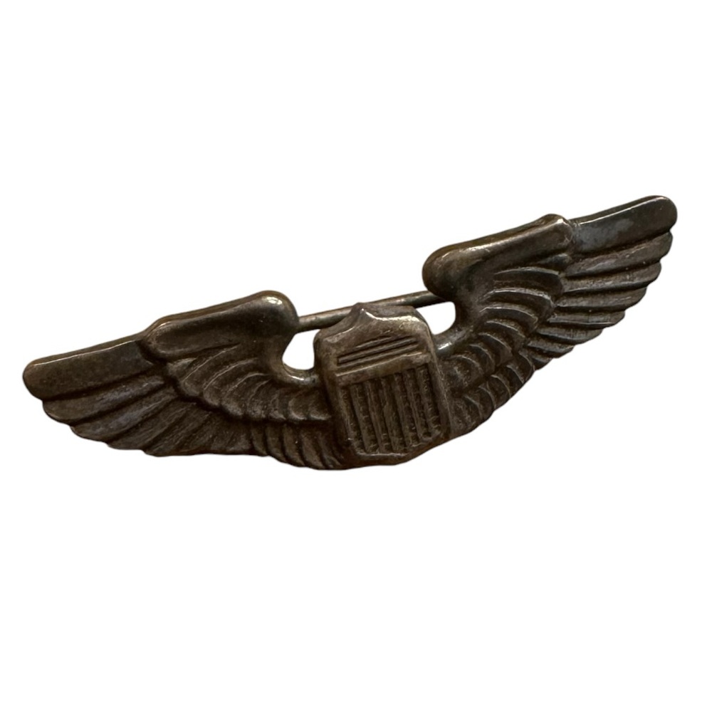 Vintage Antique Sterling Silver Military WW II 2 Wings Aviator Pilot Flyer Pin